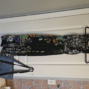 Elegant Black and Purple Strapless Maxi Dress